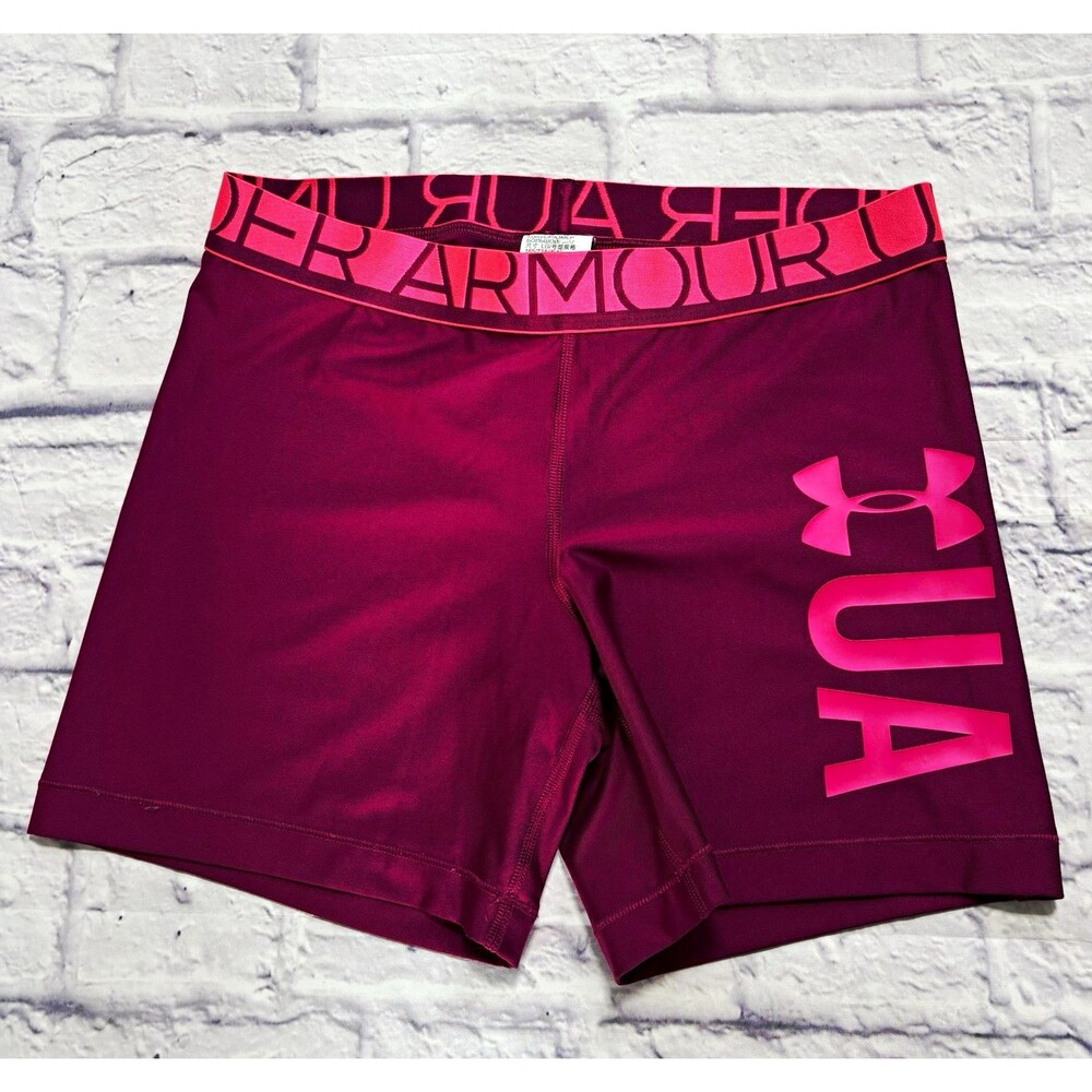 Under Armour HeatGear Women’s Compression Shorts L Purple/Pink Pull-On Stretch